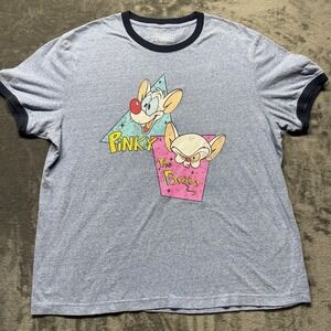 Pinky And The Brain T Shirt Men's 2XL Ringer Collar And Sleeves